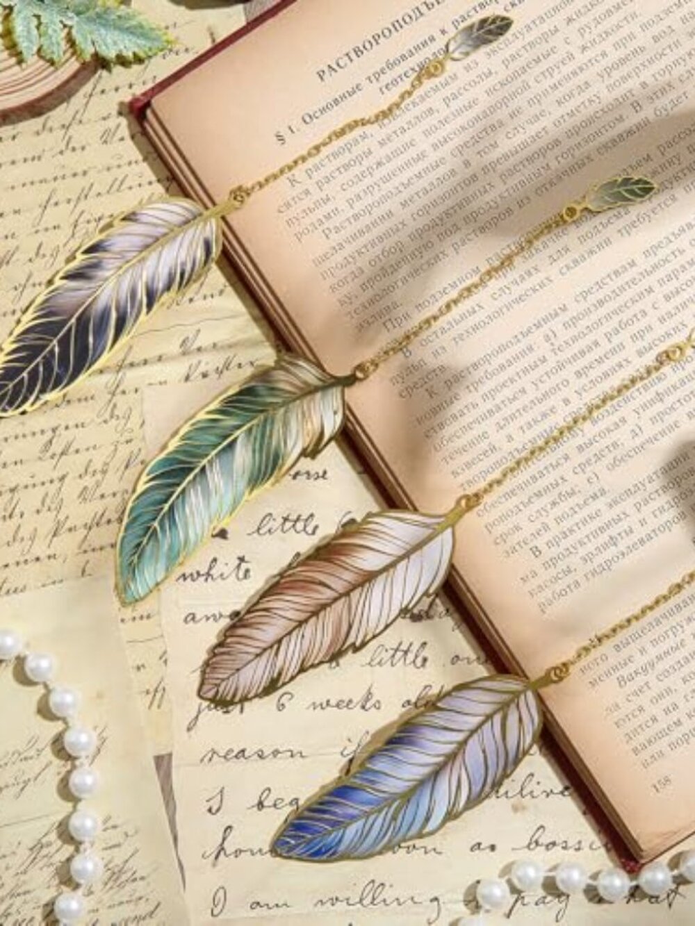 New - 4pcs Metal Feather Bookmarks with Bookmarks for Women